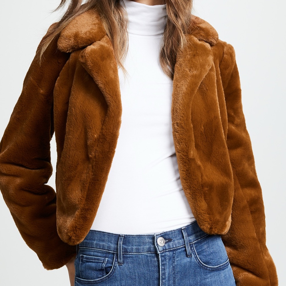 Blank NYC Brown Teddy Jacket with Plush Texture and Relaxed Fit